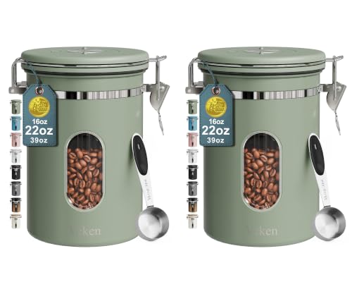 Veken Airtight Stainless Steel Coffee Canister with Scoop