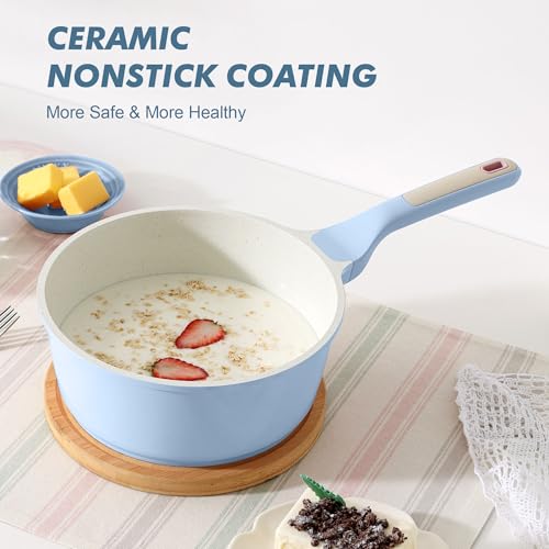 SENSARTE Nonstick Saucepan with Lid for Everyday Cooking