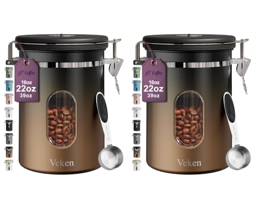 Veken Airtight Stainless Steel Coffee Canister with Scoop