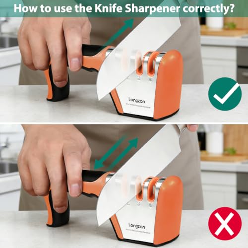 Longzon 5-in-1 4-Stage Knife Sharpener with Safety Glove
