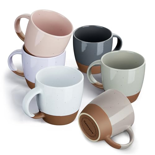 18 oz Ceramic Coffee Mugs with Handles, Set of 6
