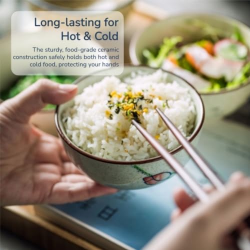Nagpew 4.5-Inch Retro Japanese Ceramic Rice Bowls, 6-Pack