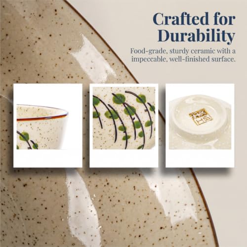 Nagpew 4.5-Inch Retro Japanese Ceramic Rice Bowls, 6-Pack