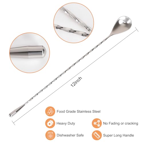 Muaoush 12-Inch Cocktail Mixing Spoons, 2-Pack