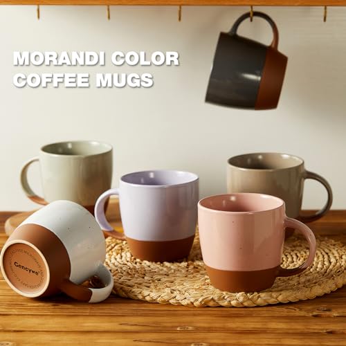 18 oz Ceramic Coffee Mugs with Handles, Set of 6