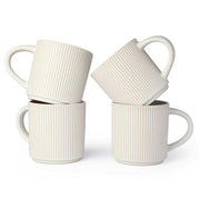DeeCoo 12 oz Matte White Stoneware Coffee Mugs, Set of 4