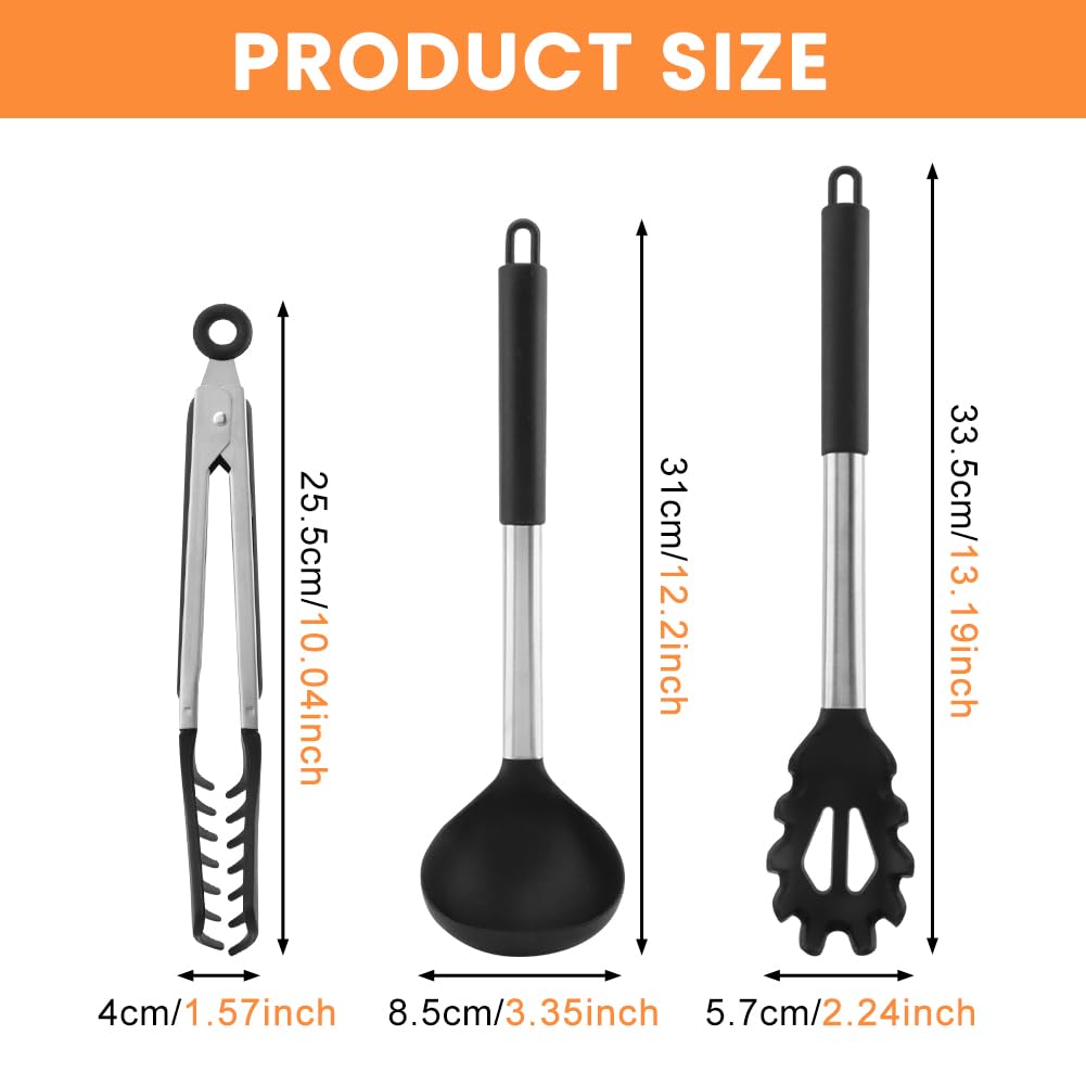 3-Piece Spaghetti Spoon, Pasta Fork & Tongs Set