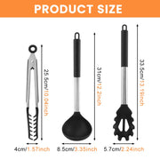 3-Piece Spaghetti Spoon, Pasta Fork & Tongs Set