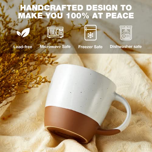 18 oz Ceramic Coffee Mugs with Handles, Set of 6