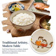 Nagpew 4.5-Inch Retro Japanese Ceramic Rice Bowls, 6-Pack