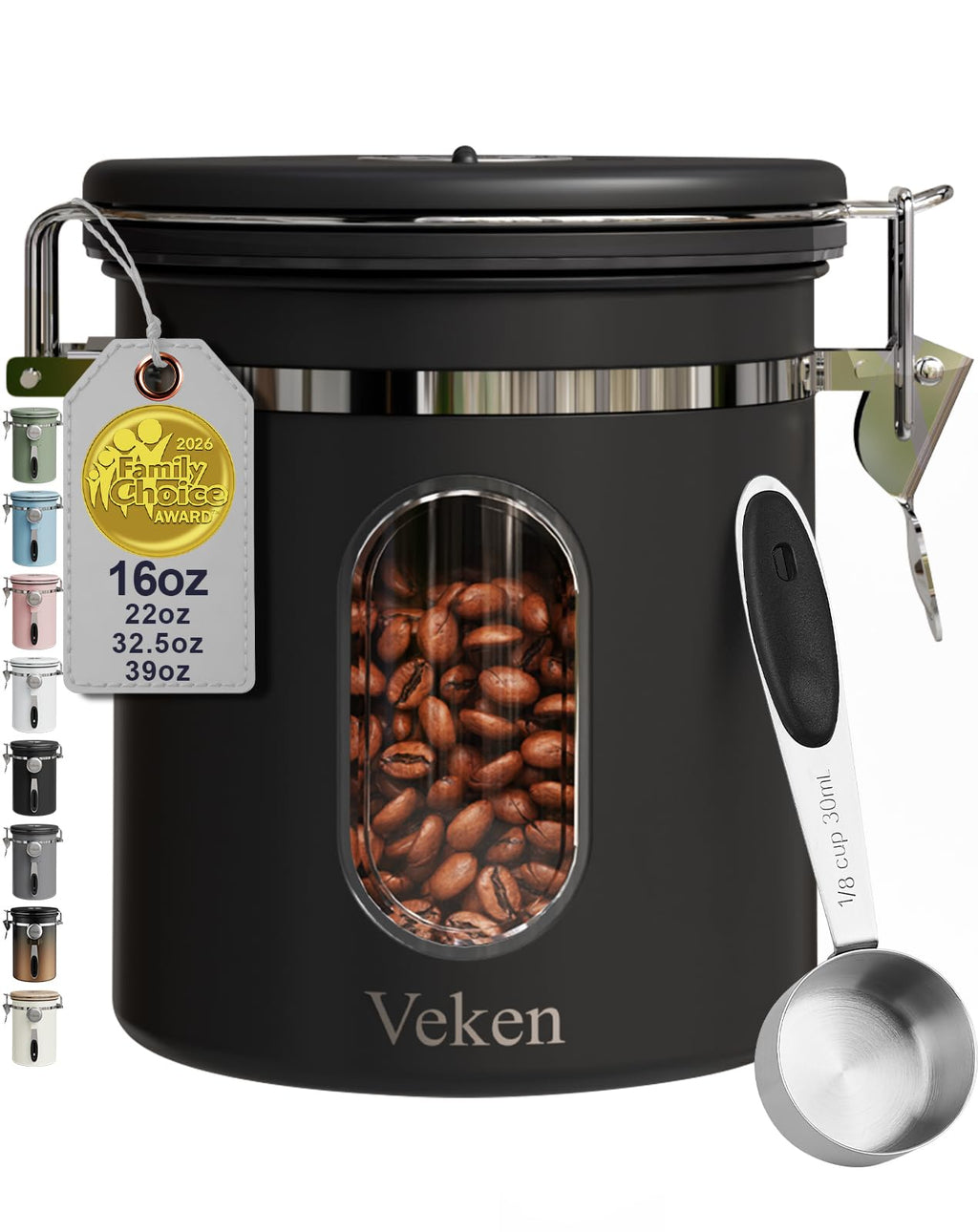 Veken Airtight Stainless Steel Coffee Canister with Scoop