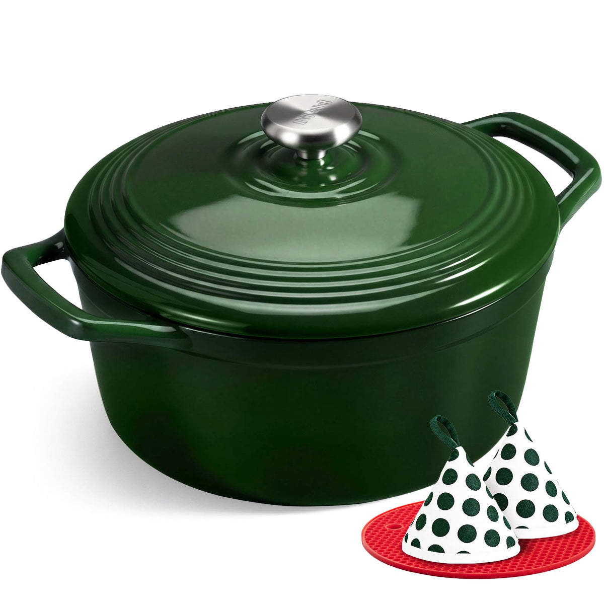 Overmont 5.5-Qt Enameled Cast Iron Dutch Oven with Lid