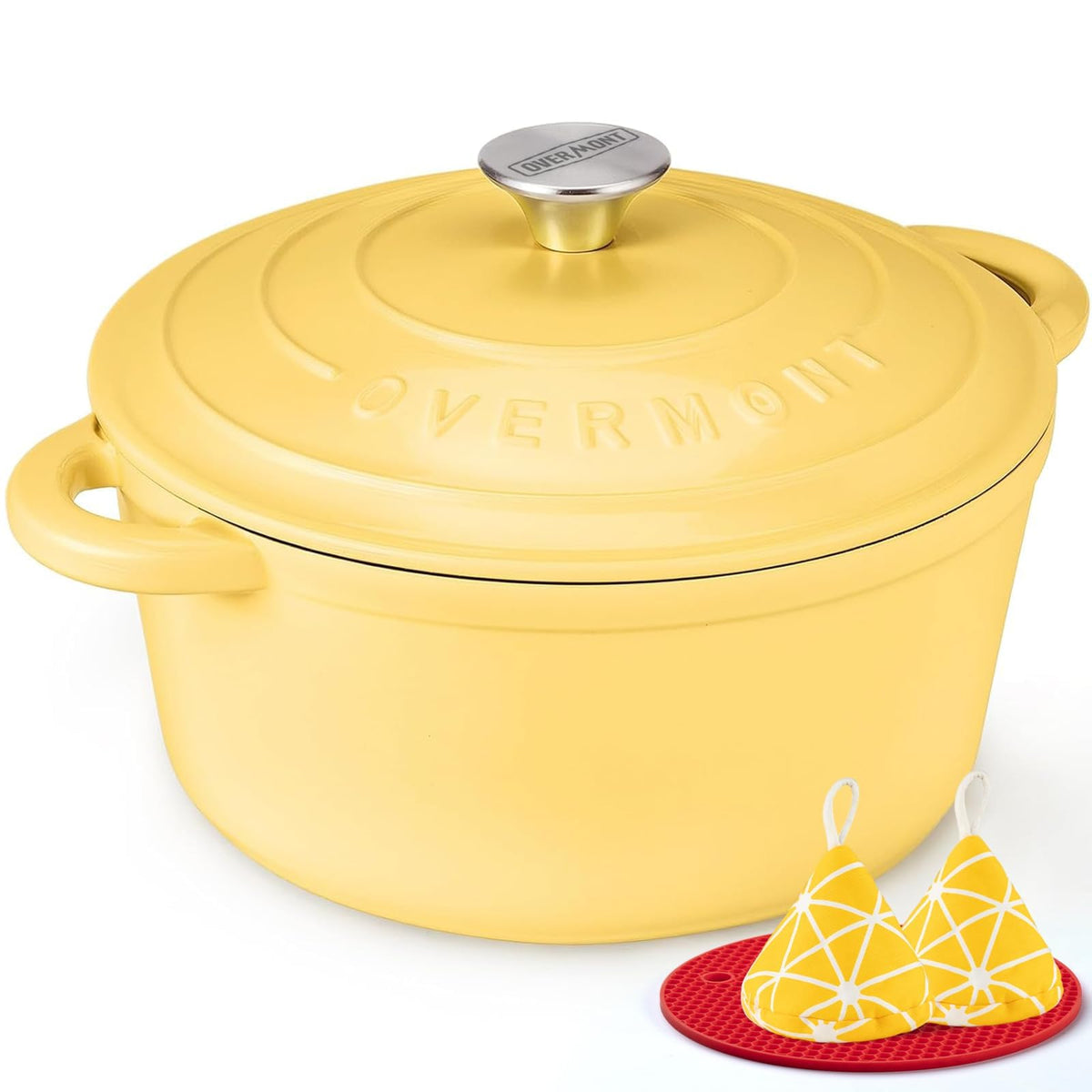 Overmont 5.5-Qt Enameled Cast Iron Dutch Oven with Lid