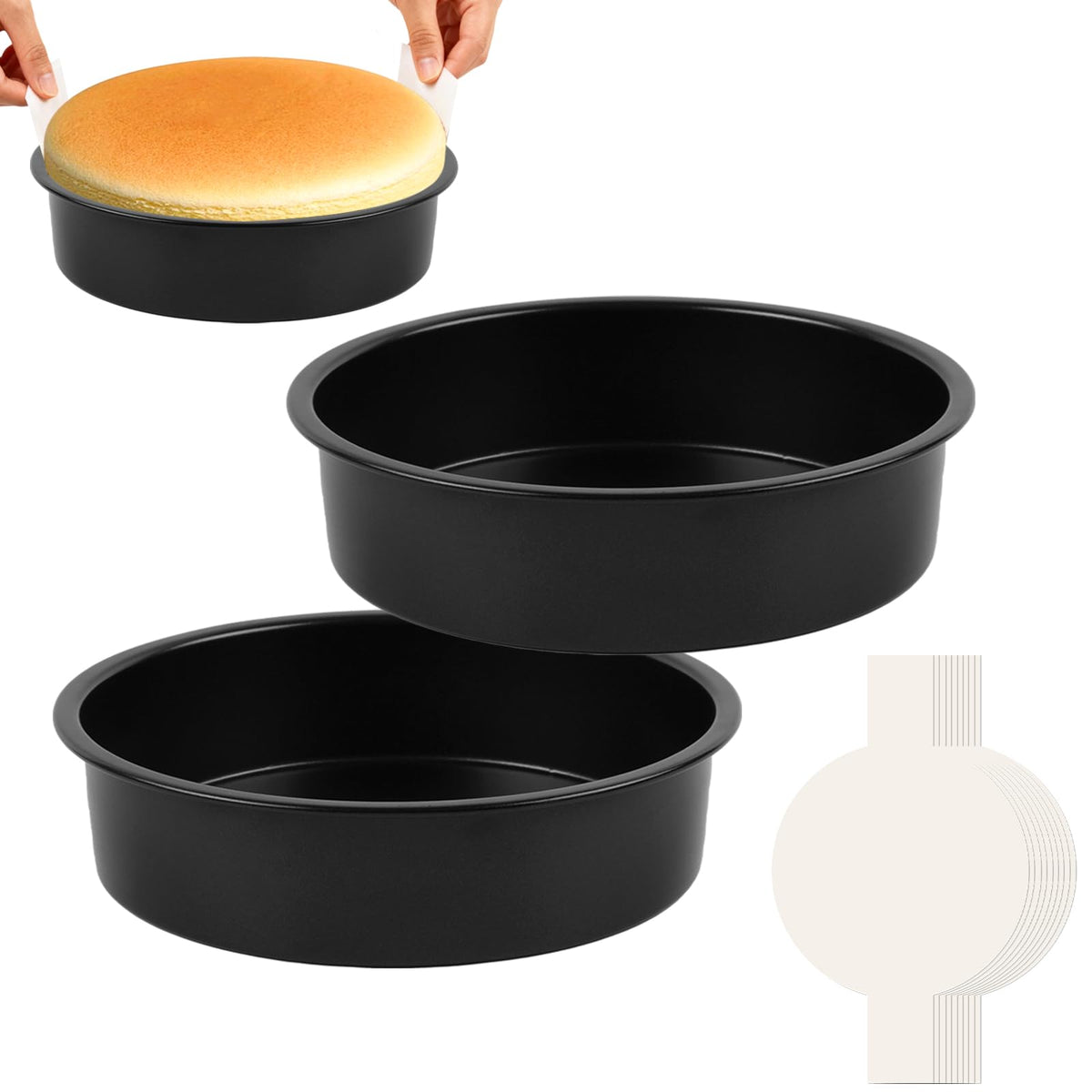 tutikuki Nonstick Round Cake Pan with 100 Parchment Liners
