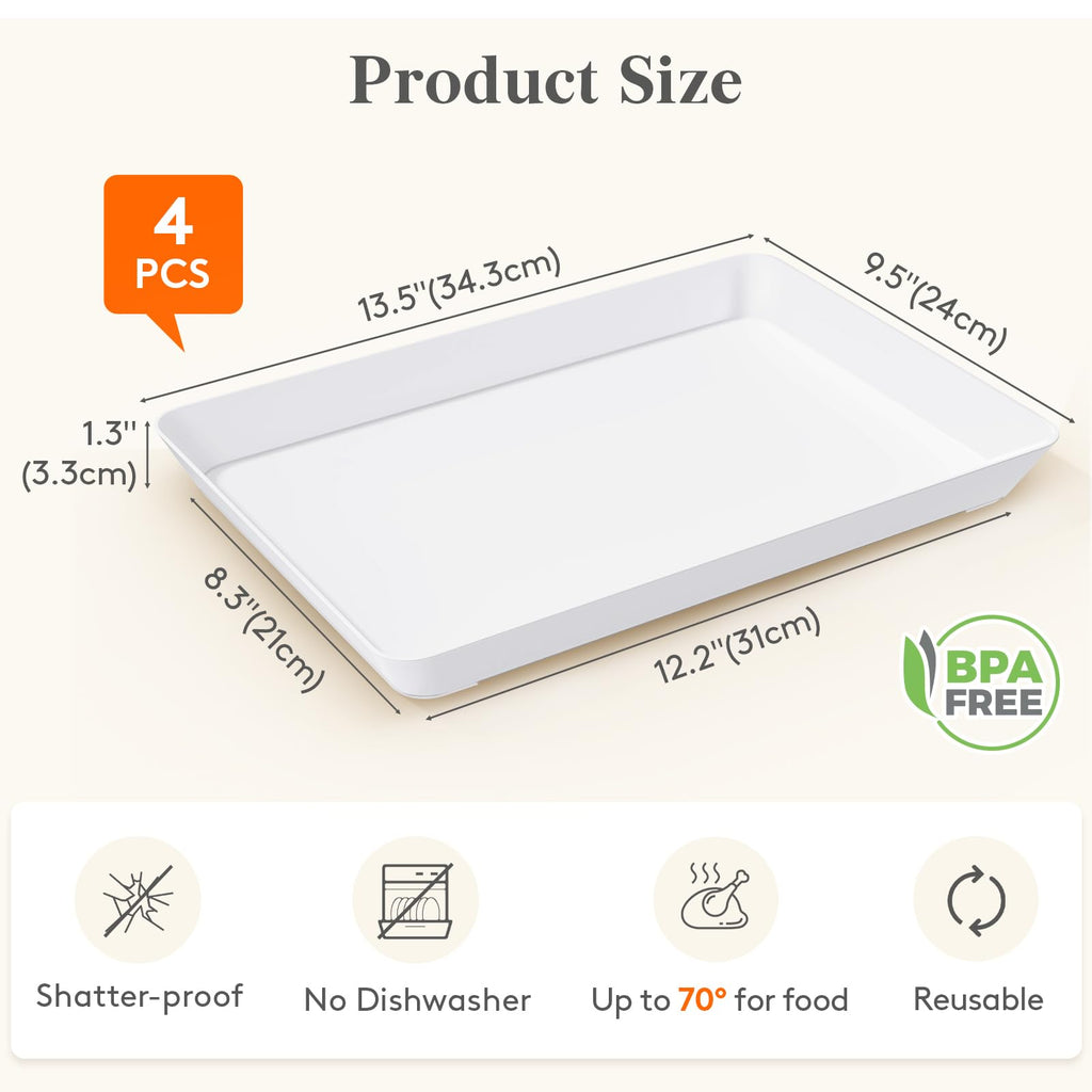 Lifewit Reusable Plastic Serving Platters for Parties