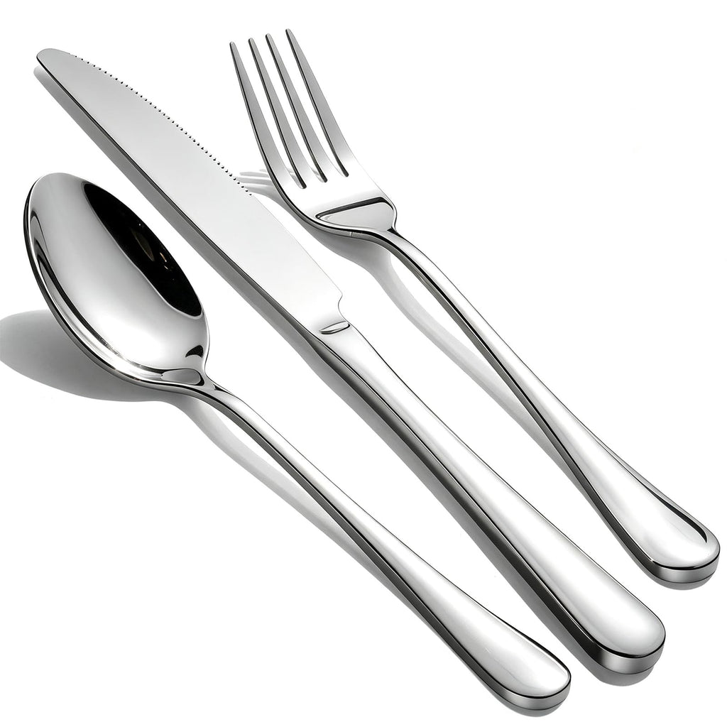 Polished Stainless Steel Silver Flatware Set for Dining