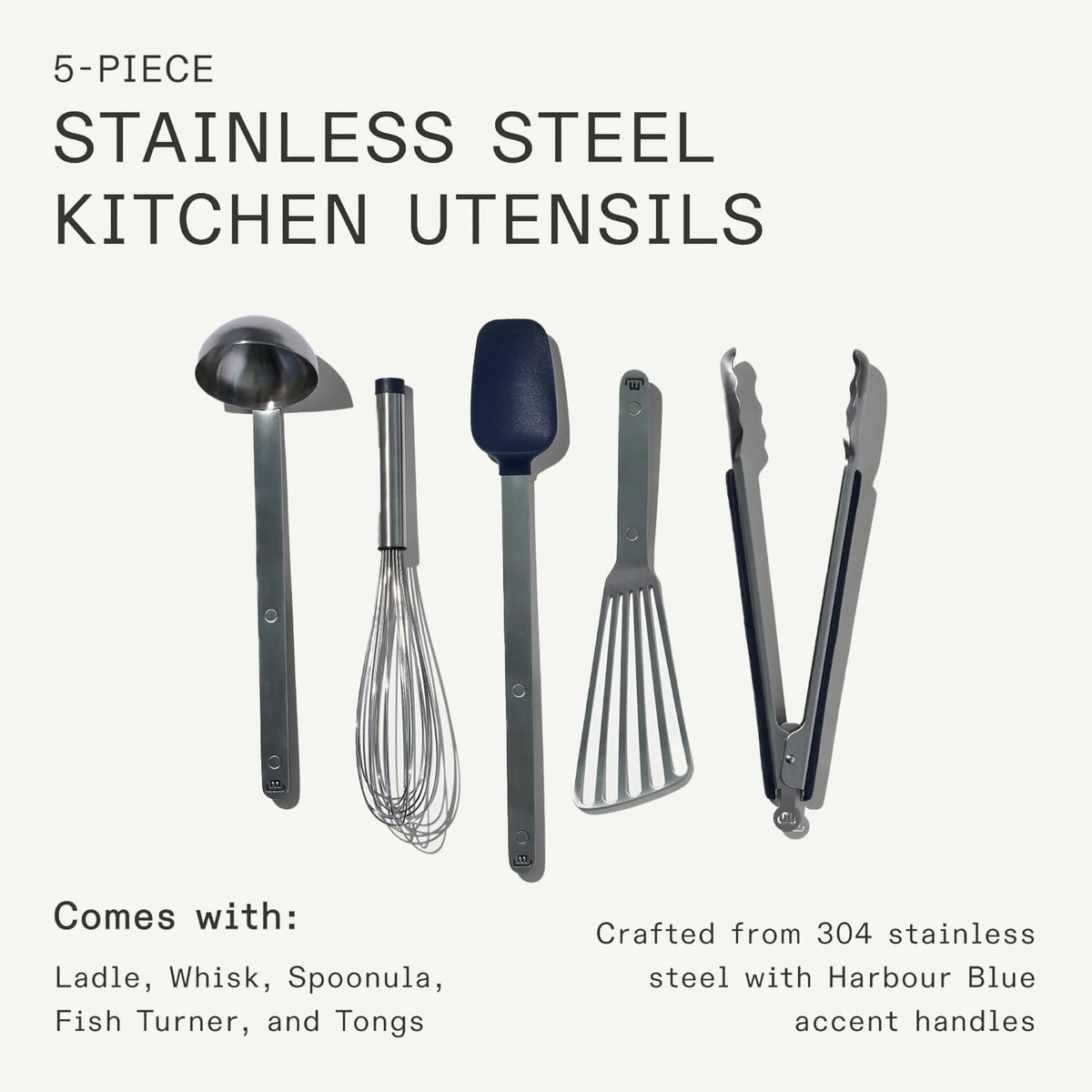 Made In Stainless Steel Kitchen Utensil Set, 5-Piece