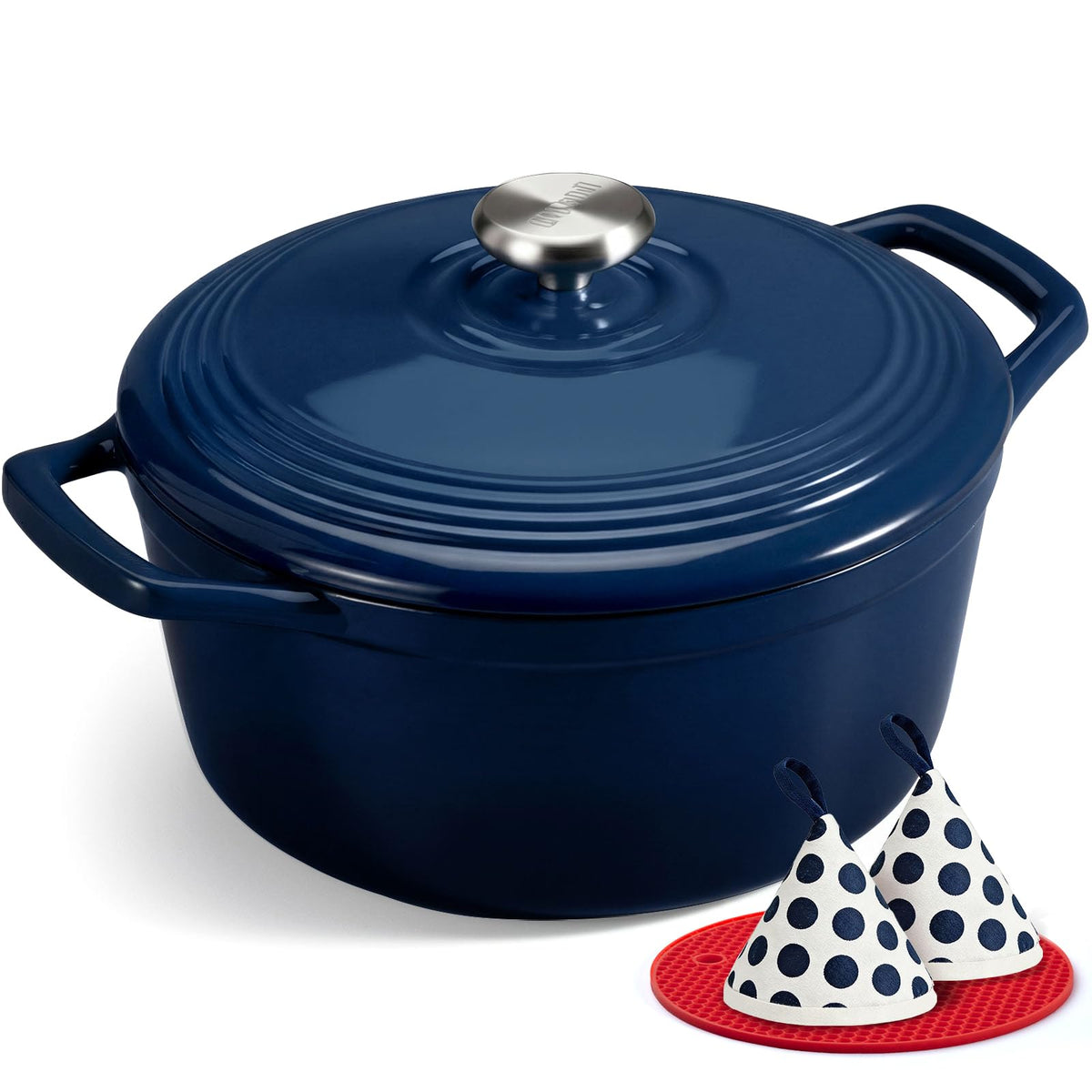 Overmont 5.5-Qt Enameled Cast Iron Dutch Oven with Lid