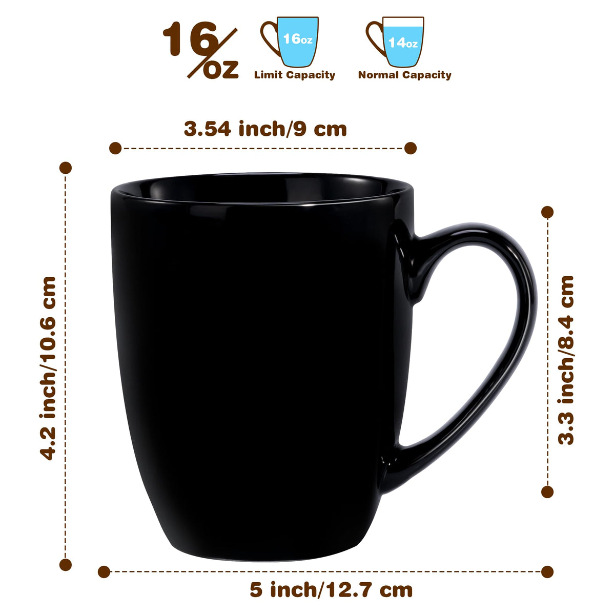 Urbanstrive 16 oz Large White Ceramic Coffee Mug