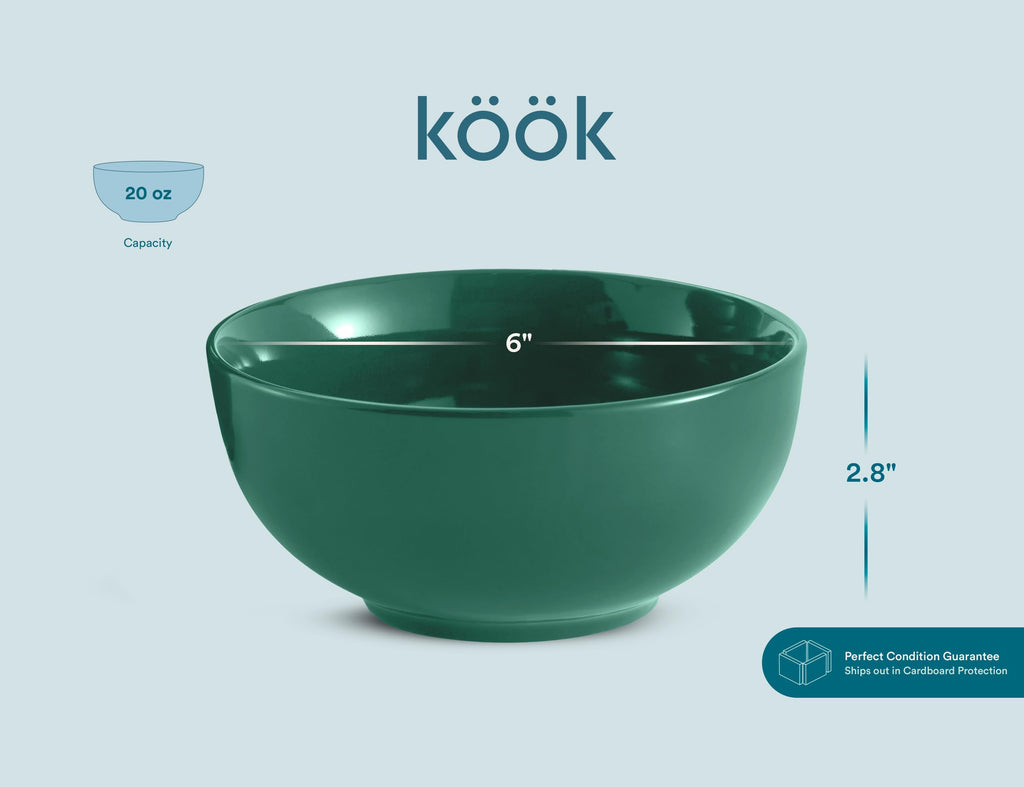 KooK Deep Porcelain Soup & Cereal Bowls for Everyday Dining