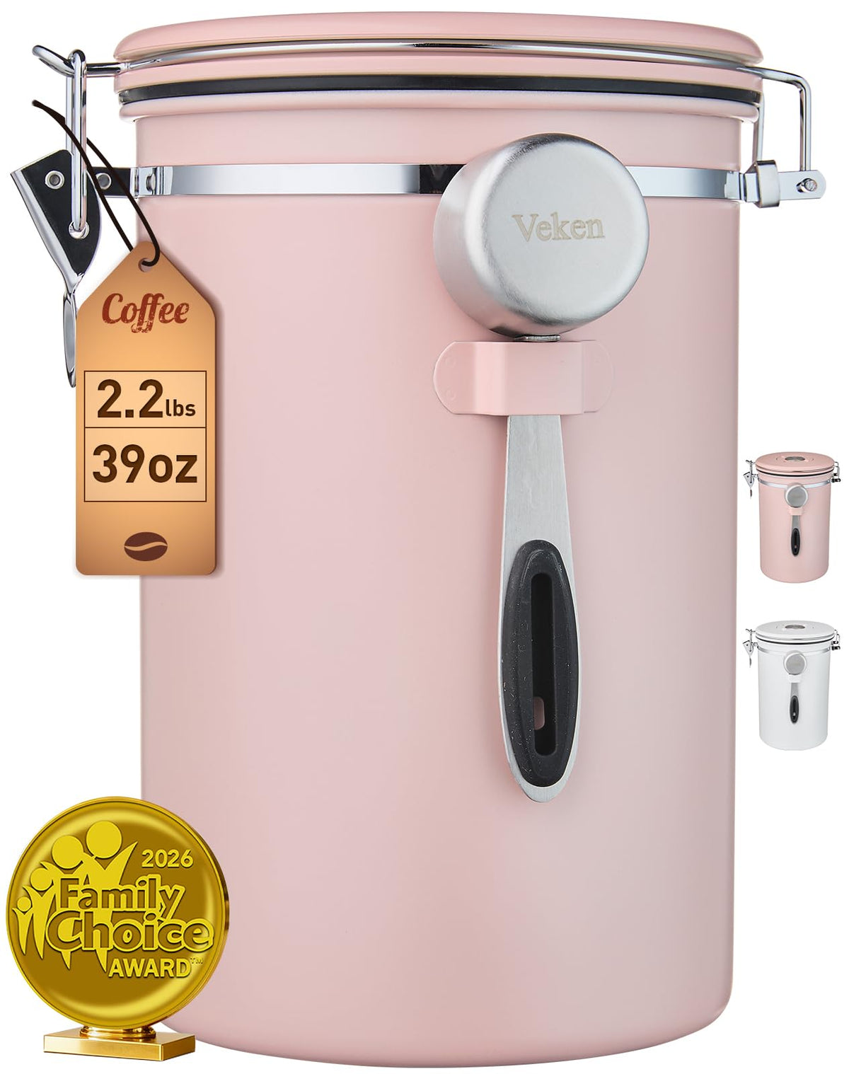 Veken Airtight Stainless Steel Coffee Canister with Scoop