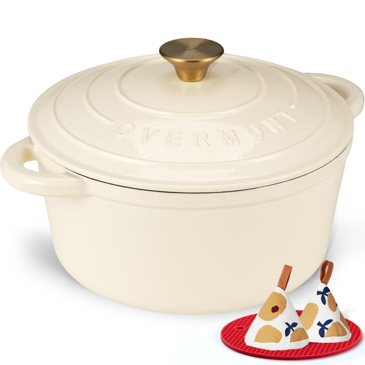 Overmont 5.5-Qt Enameled Cast Iron Dutch Oven with Lid