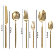 36-Piece Gold Hammered Stainless Steel Flatware Set for 6
