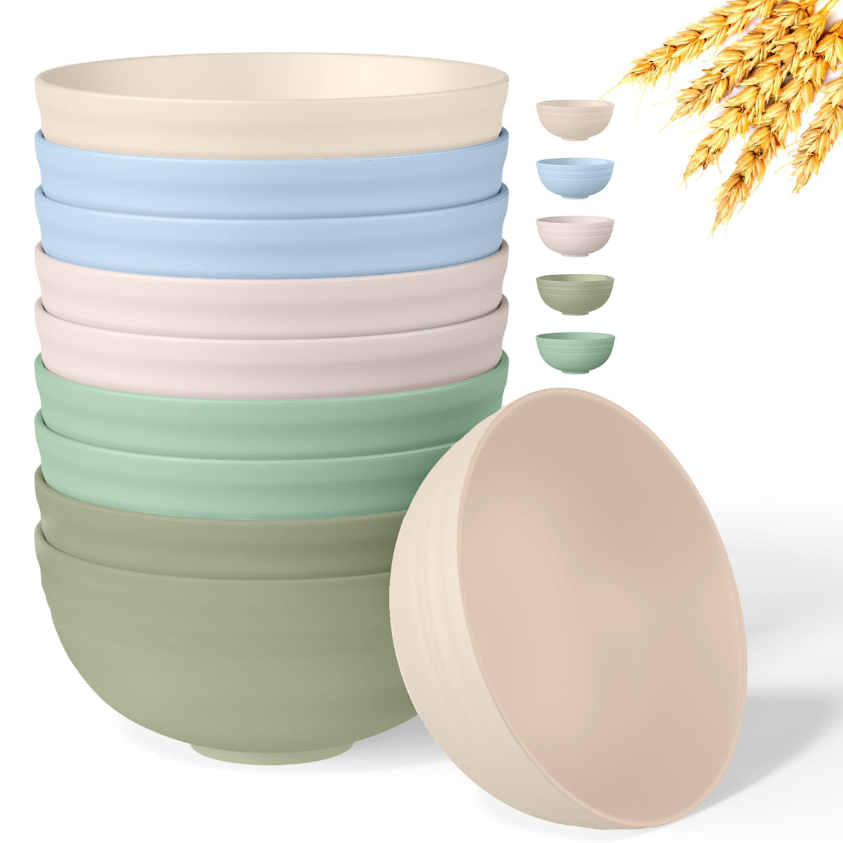 Quatish Unbreakable Wheat Straw Cereal Bowls Set