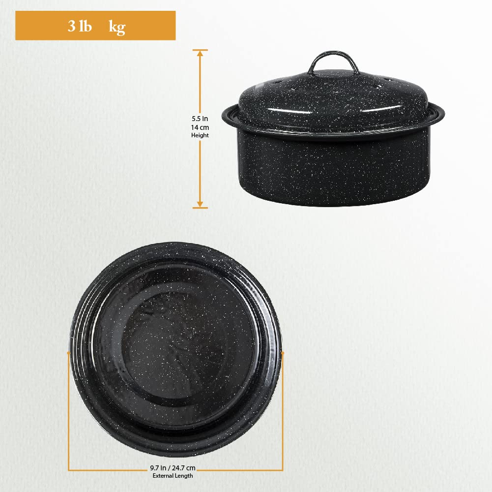 Granite Ware 18-Inch Oval Enamel Roaster with Lid & Rack