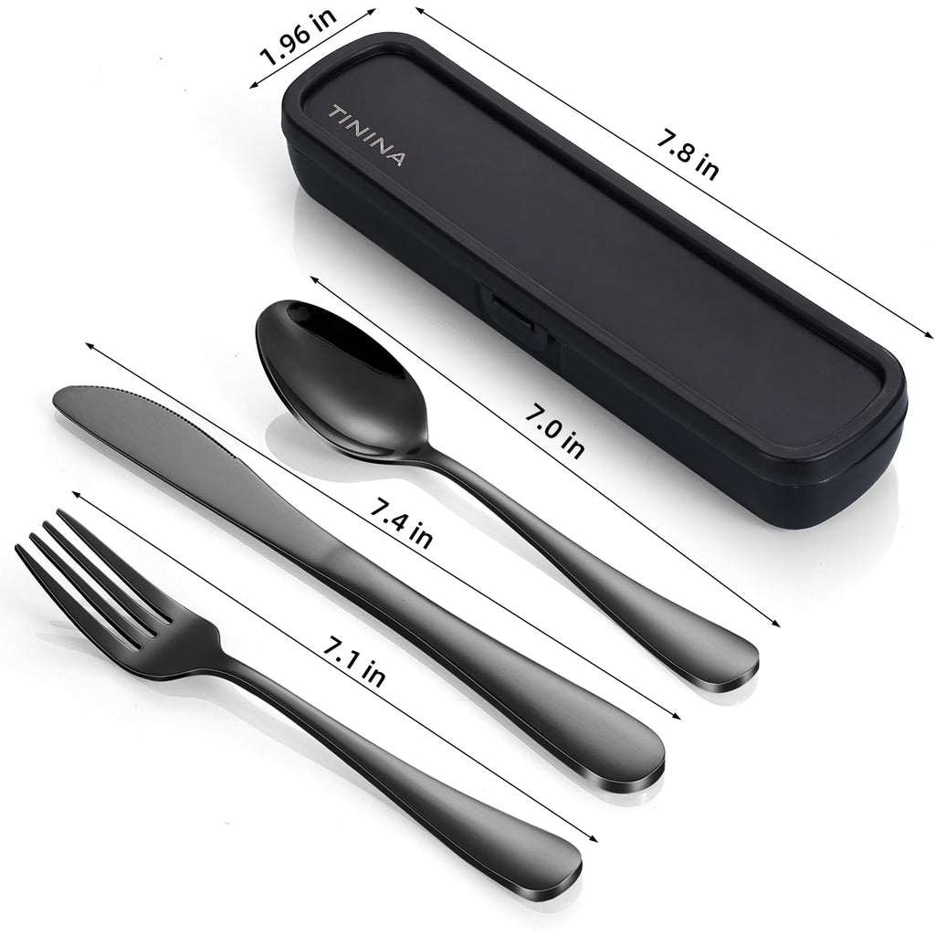 Portable Stainless Steel Camping Flatware Set with Case