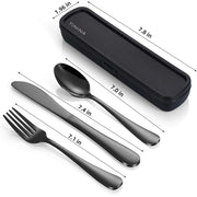 Portable Stainless Steel Camping Flatware Set with Case