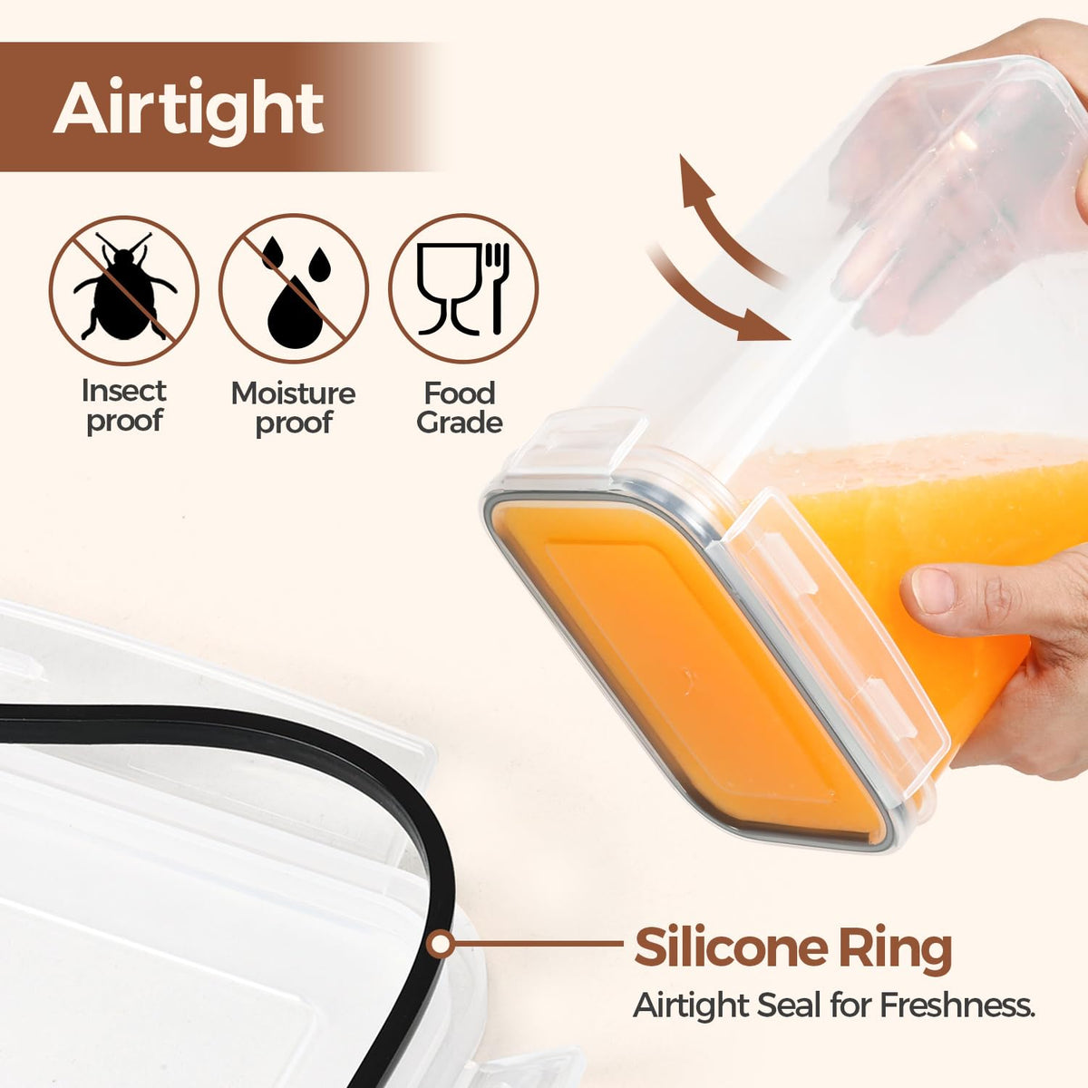 ComSaf Airtight Plastic Food Storage Container for Pantry