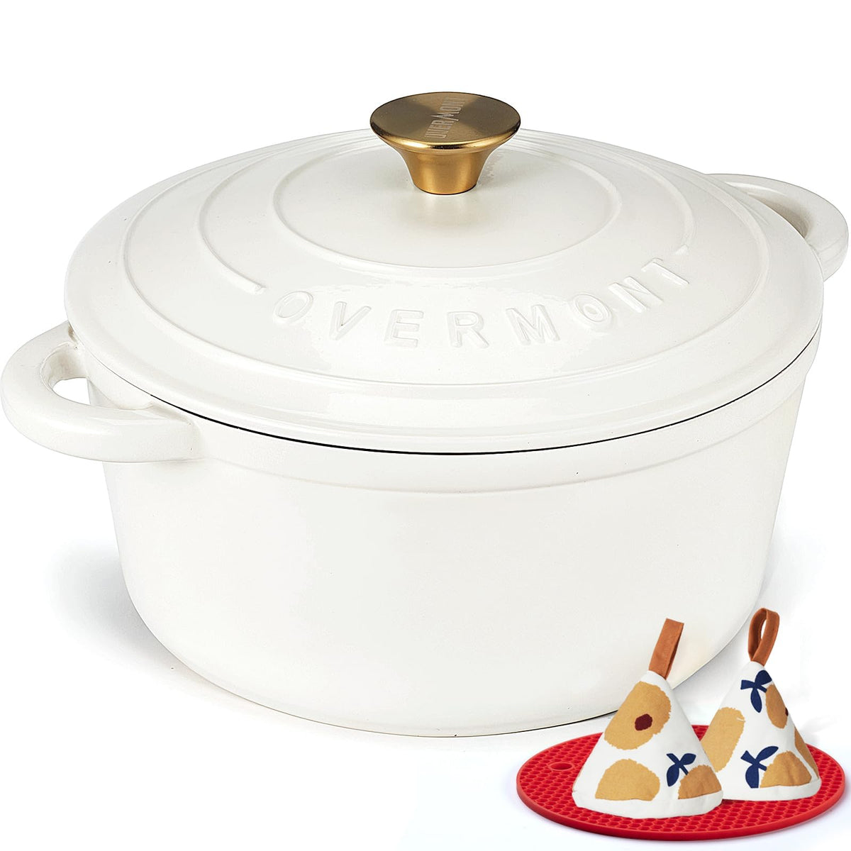 Overmont 5.5-Qt Enameled Cast Iron Dutch Oven with Lid
