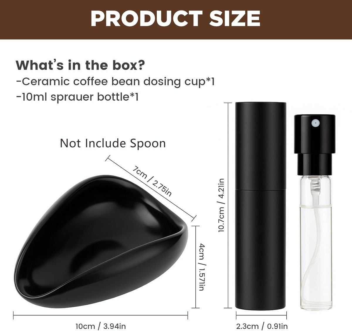 Ceramic Coffee Dosing Cup, Sprayer & Mini Spoon Rest Set