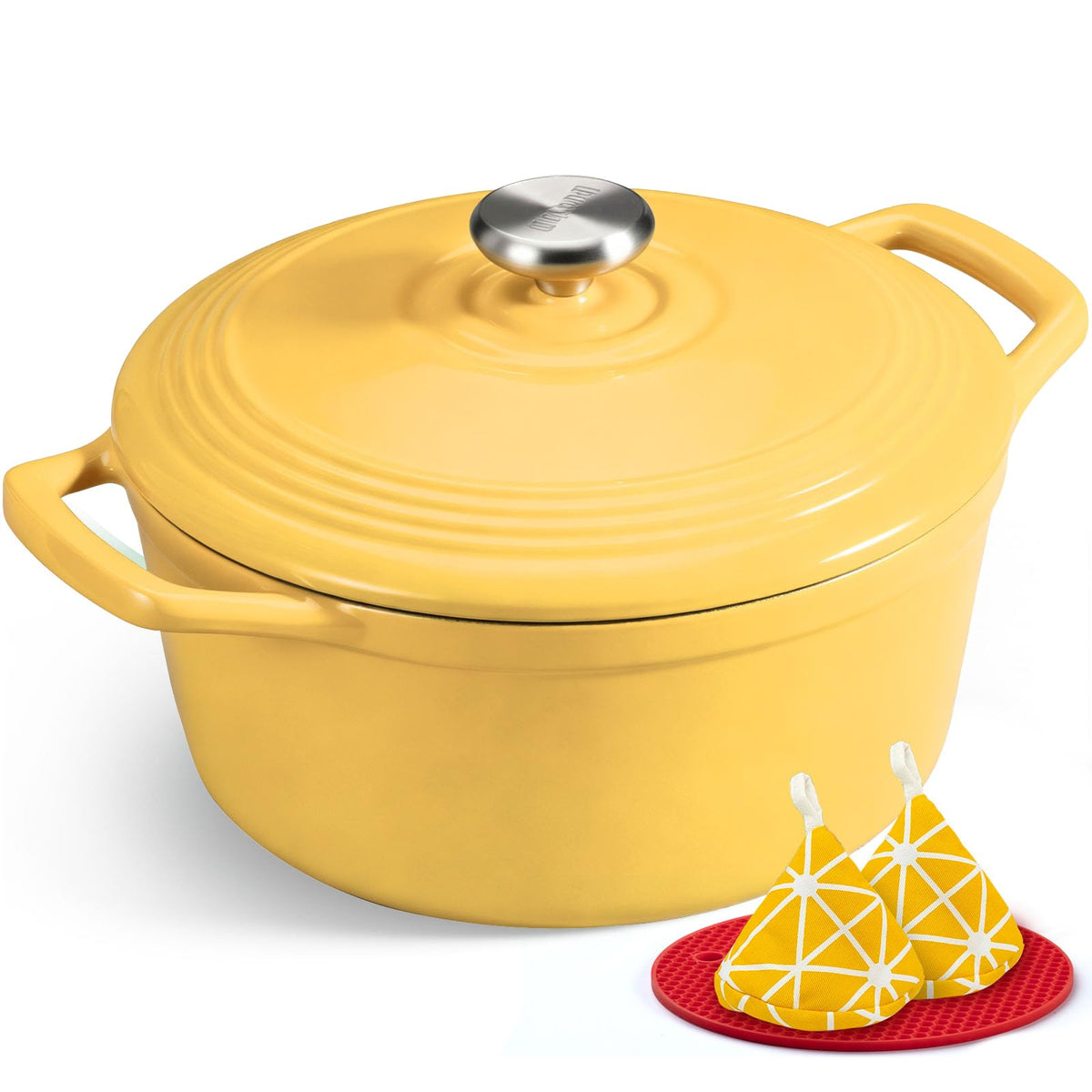 Overmont 5.5-Qt Enameled Cast Iron Dutch Oven with Lid