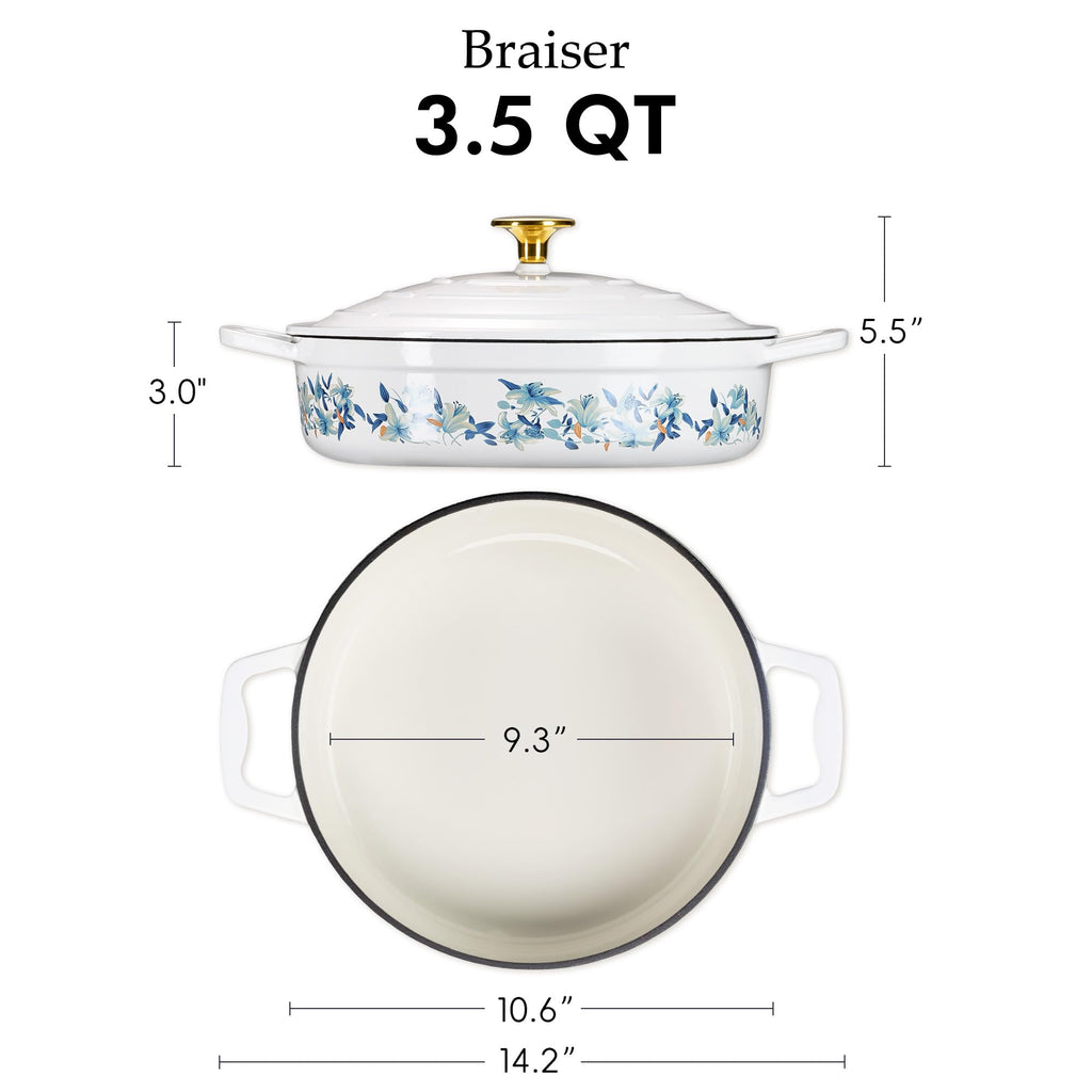CAROTE Enameled Cast Iron Dutch Oven with Lid, Oven Safe