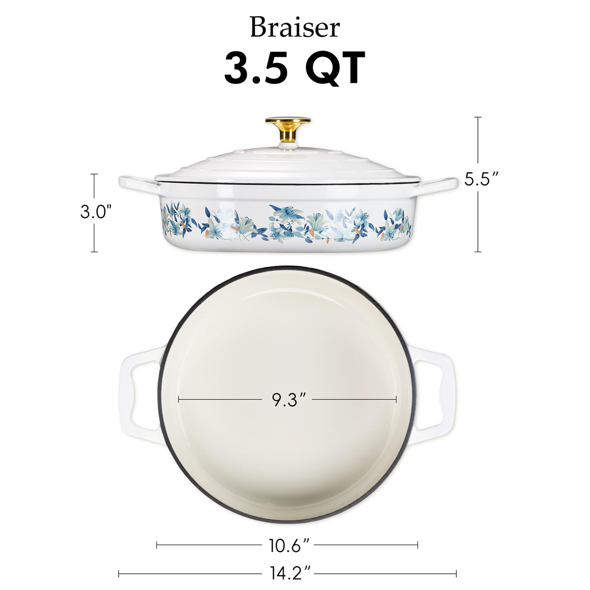 CAROTE Enameled Cast Iron Dutch Oven with Lid, Oven Safe