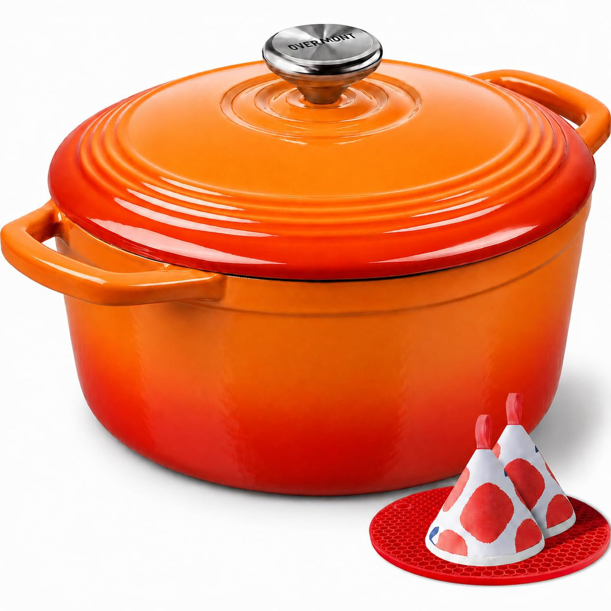 Overmont 5.5-Qt Enameled Cast Iron Dutch Oven with Lid
