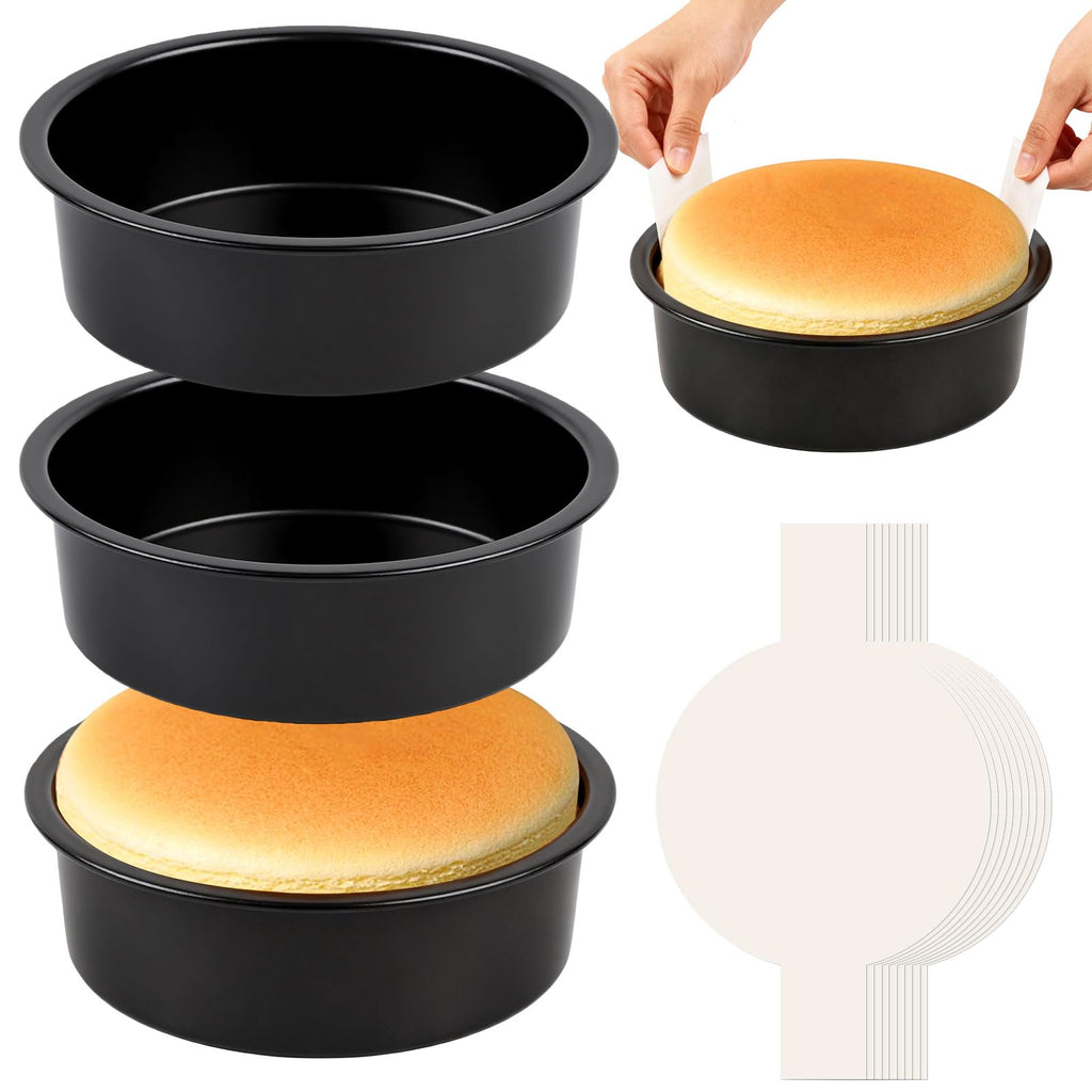 tutikuki Nonstick Round Cake Pan with 100 Parchment Liners