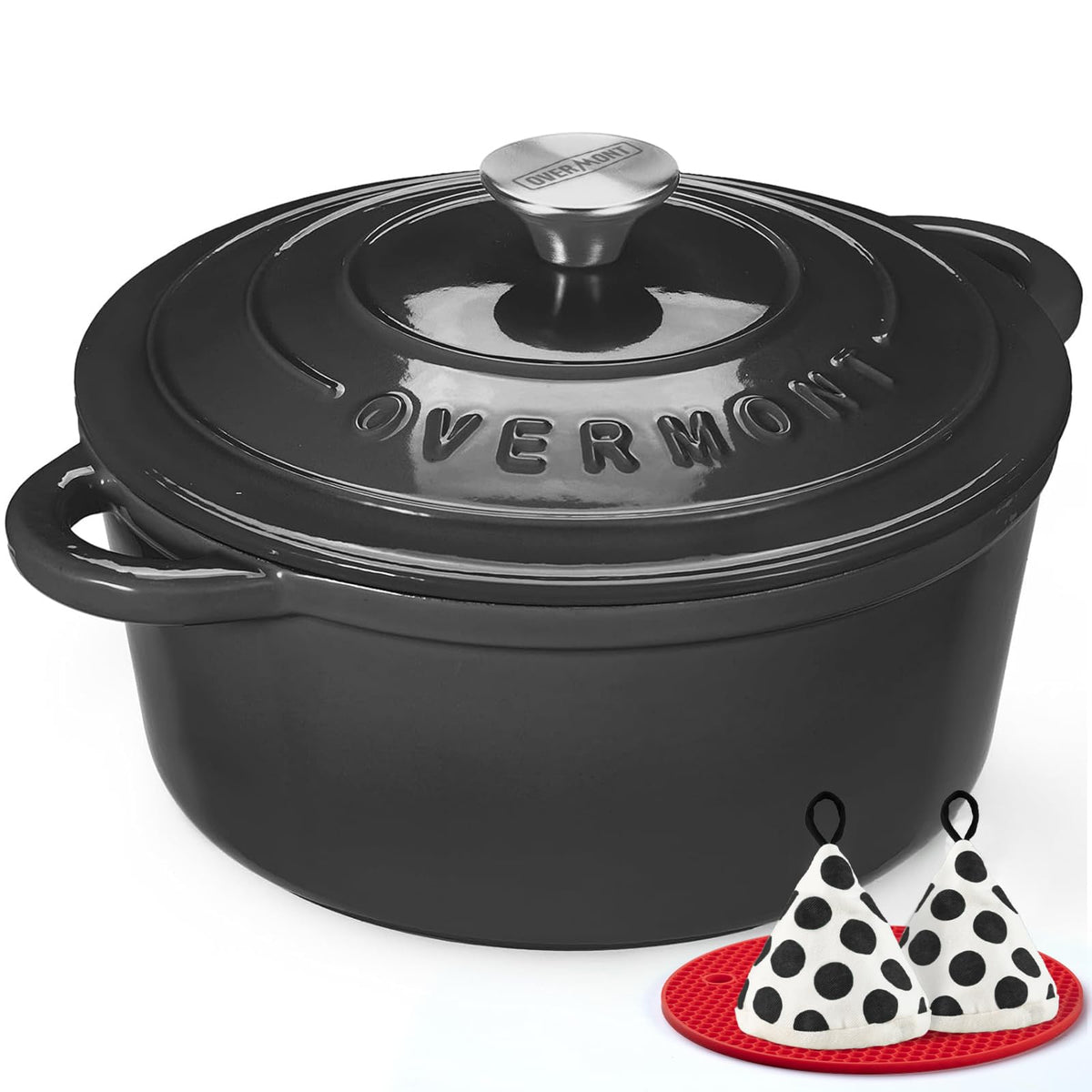 Overmont 5.5-Qt Enameled Cast Iron Dutch Oven with Lid