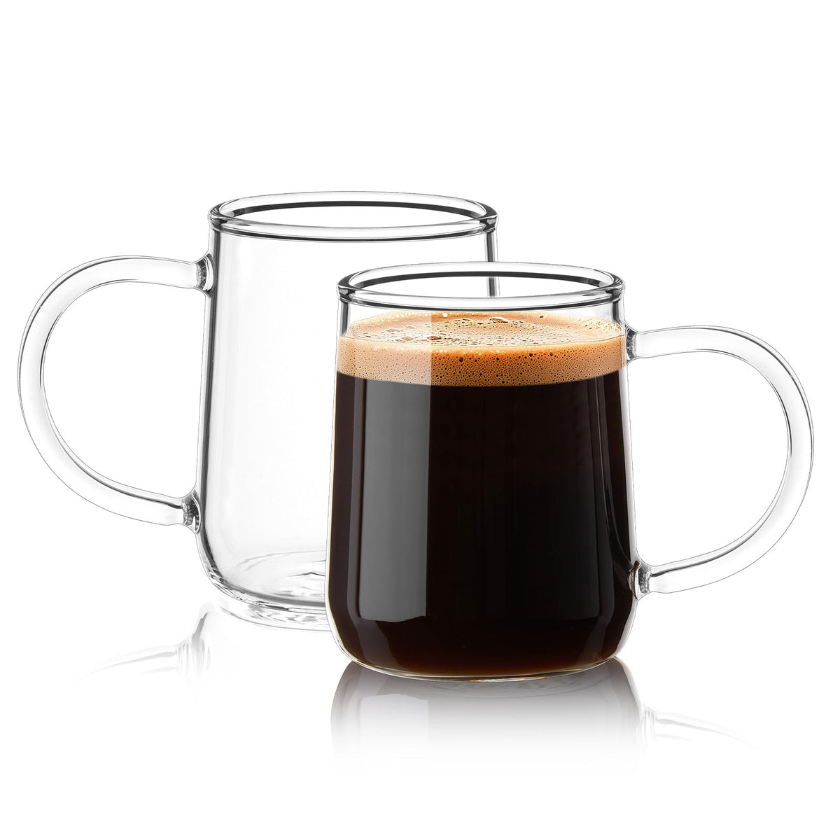 ZMZKKLL Clear Glass Coffee Mugs for Hot & Cold Drinks