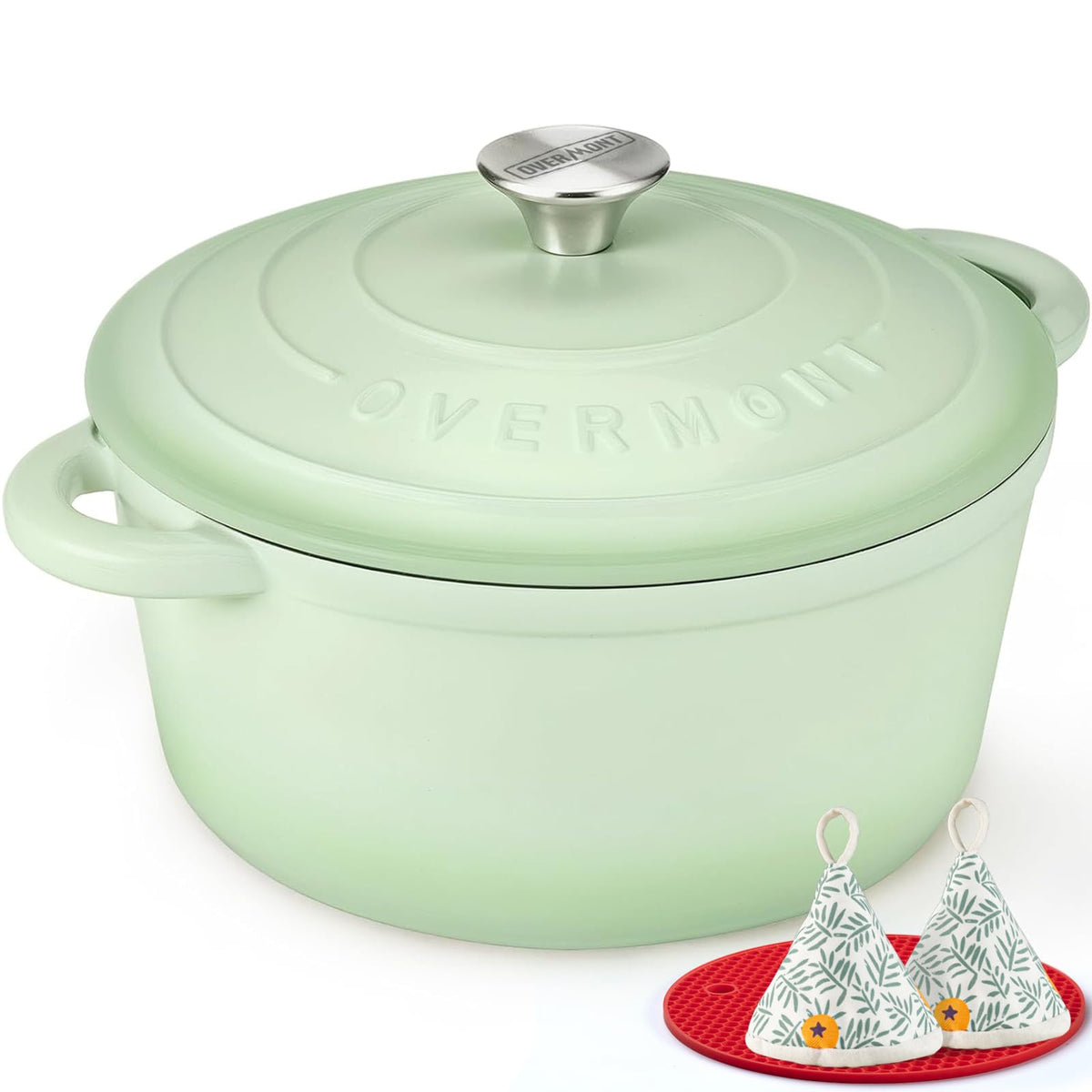 Overmont 5.5-Qt Enameled Cast Iron Dutch Oven with Lid