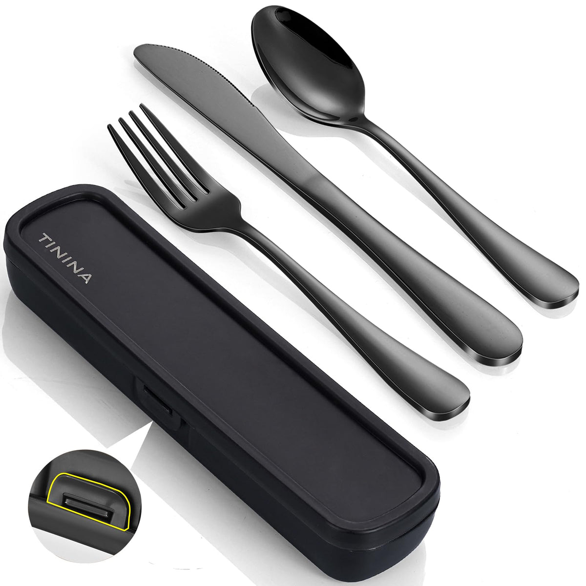 Portable Stainless Steel Camping Flatware Set with Case