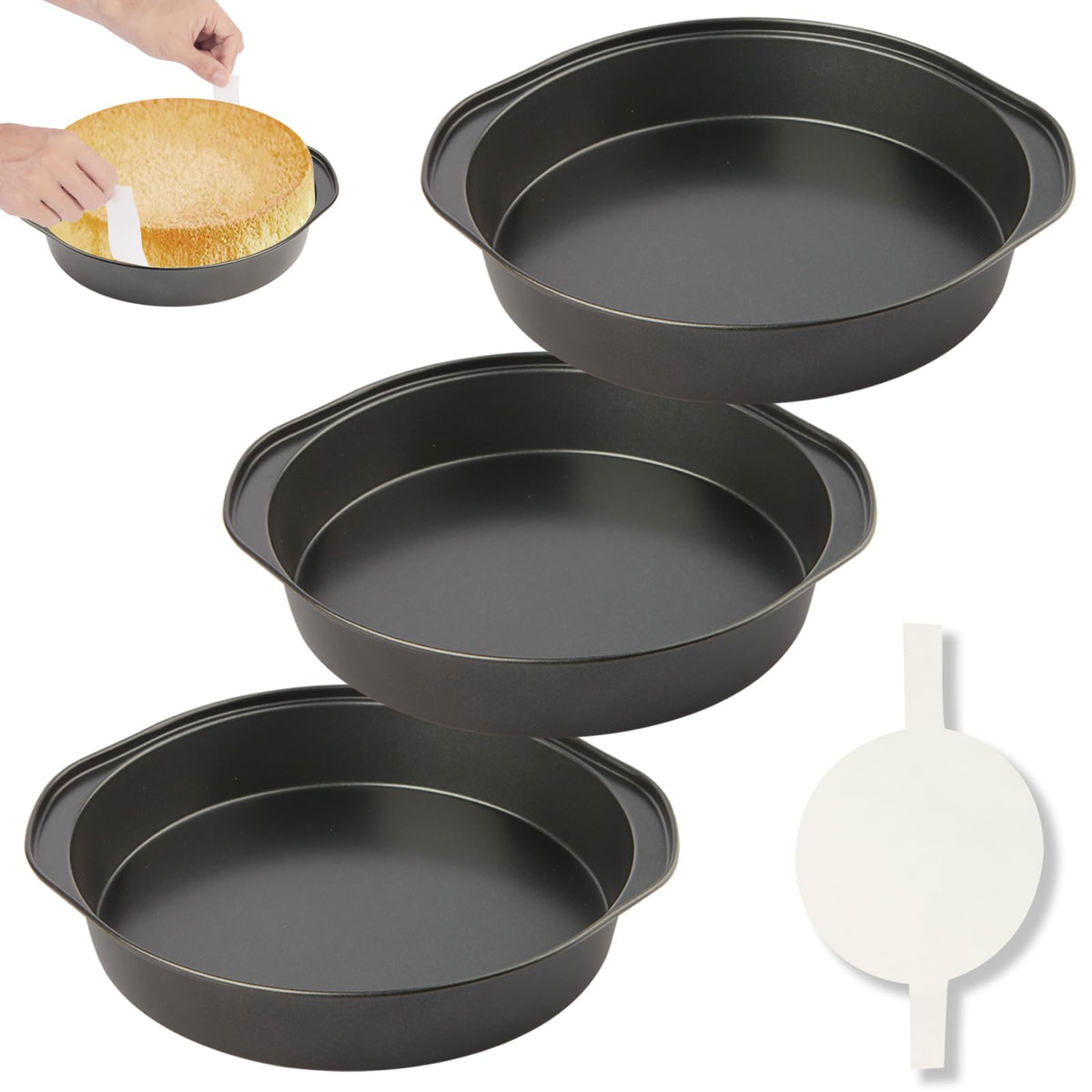 tutikuki Nonstick Round Cake Pan with 100 Parchment Liners