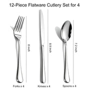Polished Stainless Steel Silver Flatware Set for Dining