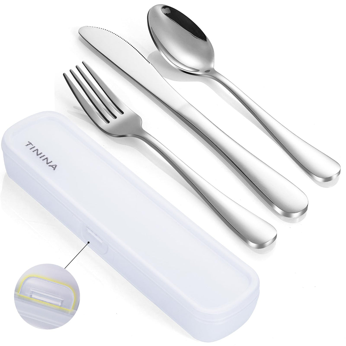 Portable Stainless Steel Camping Flatware Set with Case