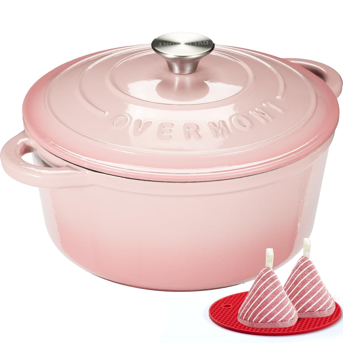 Overmont 5.5-Qt Enameled Cast Iron Dutch Oven with Lid