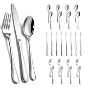 Polished Stainless Steel Silver Flatware Set for Dining