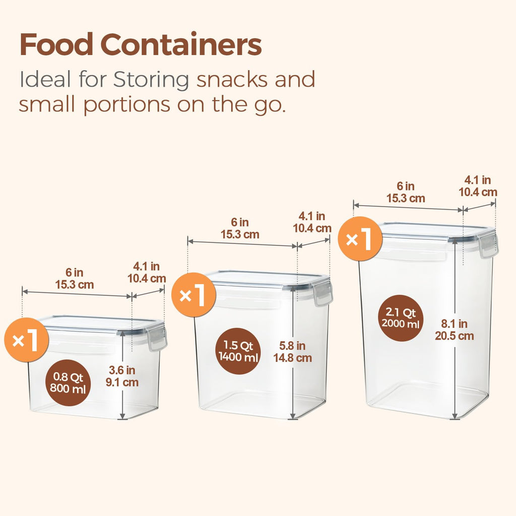 ComSaf Airtight Plastic Food Storage Container for Pantry