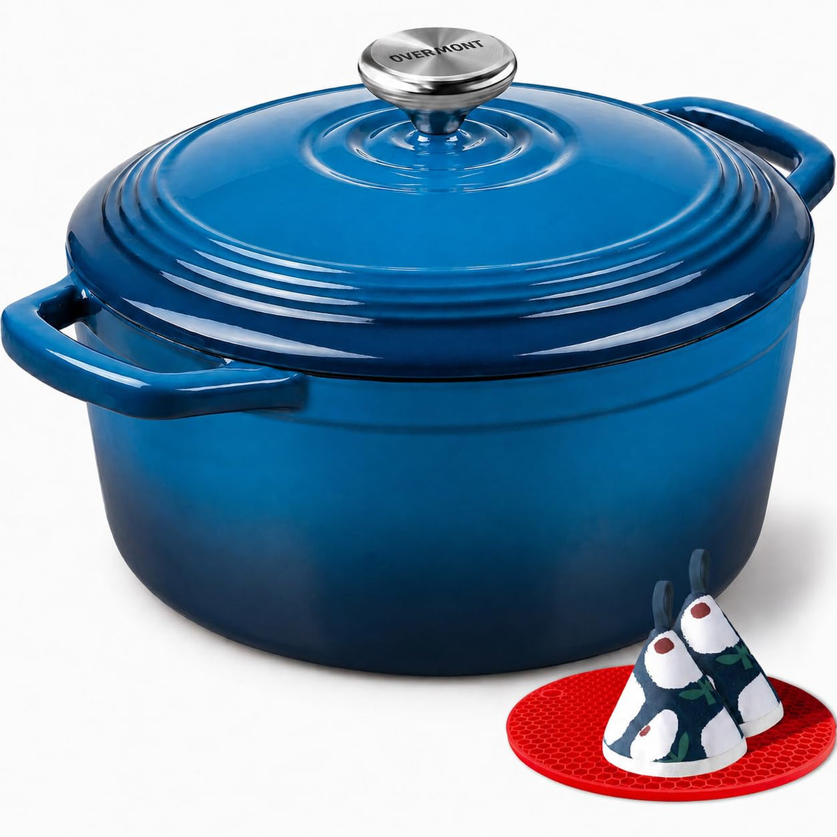 Overmont 5.5-Qt Enameled Cast Iron Dutch Oven with Lid